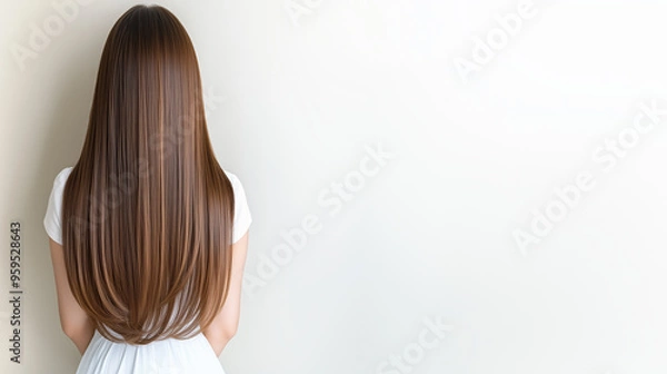 Obraz 「光沢を放つ栗色の髪 - 背中から見たエレガンス」