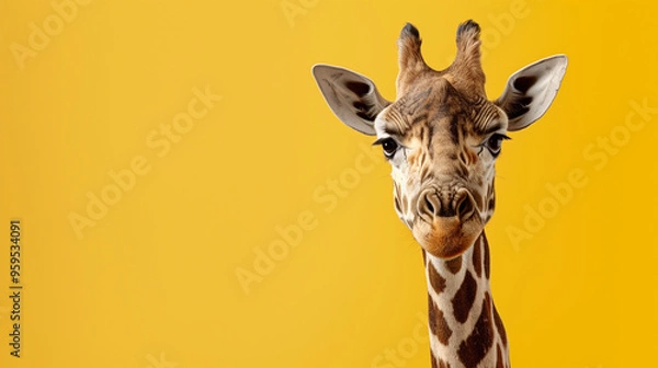 Obraz giraffe's head on a yellow background