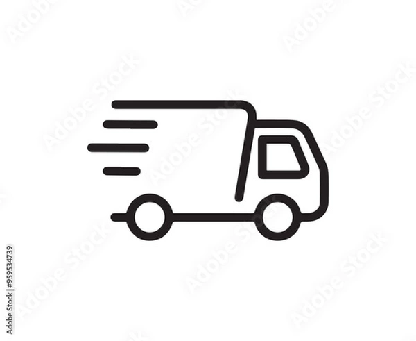 Obraz Fast shipping delivery truck flat icon for apps and websites