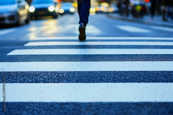 Fototapeta Smart pedestrian crossings with real-time alerts for driversSmart pedestrian crossings with real-time alerts for drivers