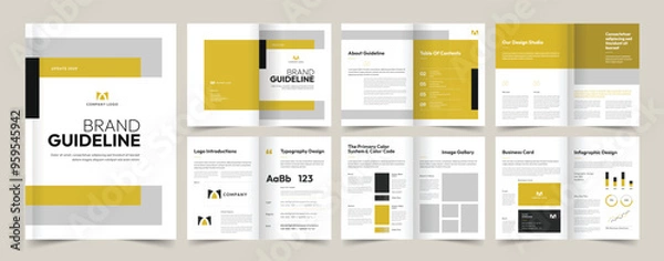 Fototapeta Brand Guideline Presentation Layout, Minimalist Luxury Brand Guide Template, Brand Identity Template, Brochure Template