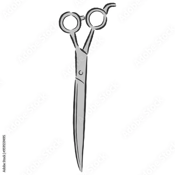 Obraz トリミング用のハサミ（トリミングシザー）の手描きイラスト