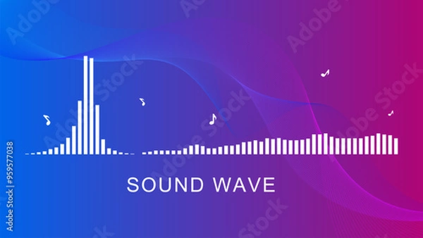 Fototapeta Sound wave with bar symbols music for backdrop 