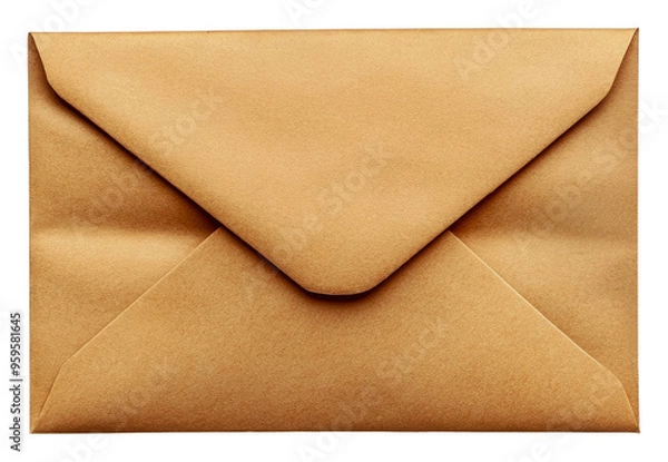 Fototapeta Mail-ready brown envelope on plain bg, cut out - stock png.