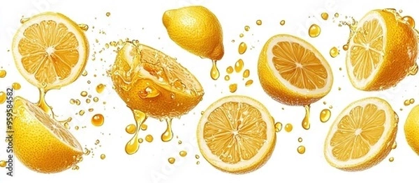Fototapeta Lemons in Motion: A Splash of Citrus