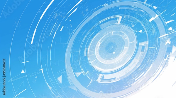 Obraz A light and circular blue photo featuring energetic lines and high-key lighting, creating a dynamic visual. UHD image with a spectacular backdrop, perfect for creative use under Creative Commons Attri
