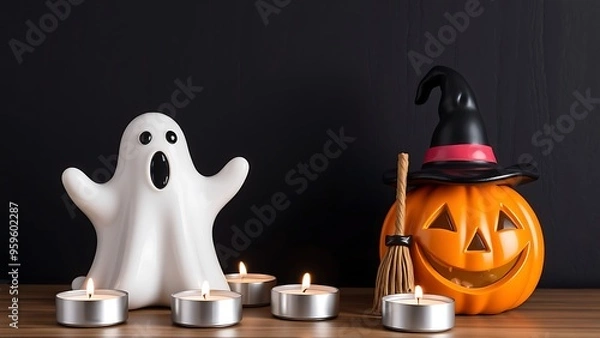Obraz halloween pumpkin with candle