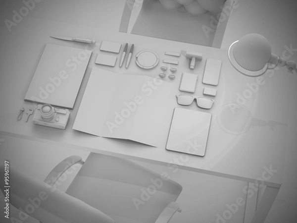 Fototapeta Branding mock up set of branding elements on gray background