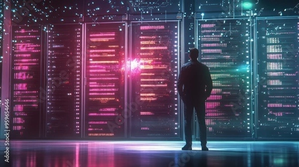 Obraz Man In A Server Room