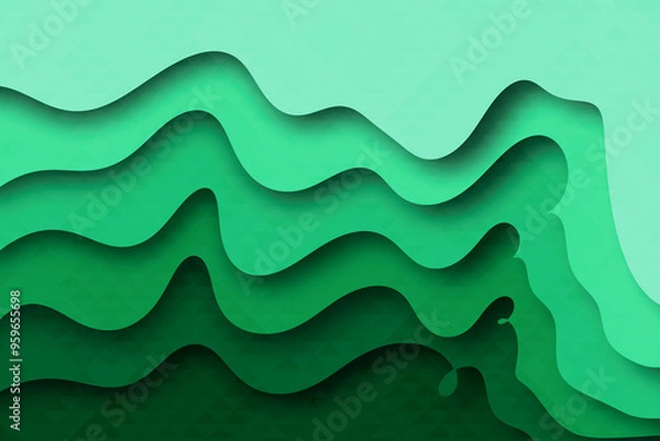 Fototapeta Abstract green wave pattern background. 