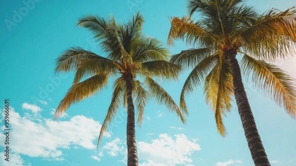 Fototapeta Palm Trees Under a Sunny Sky