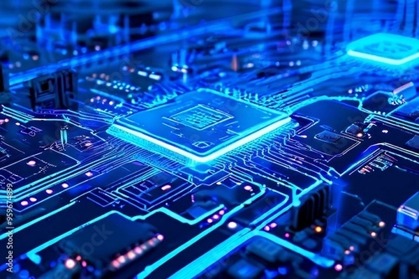 Fototapeta electronic circuit board with processor