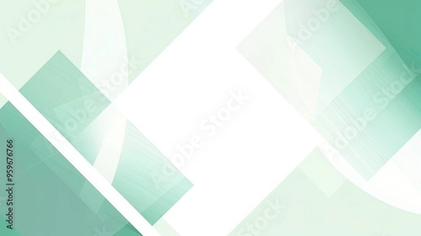 Fototapeta Abstract vector with white background, light green geometric shapes, and copy space for templates