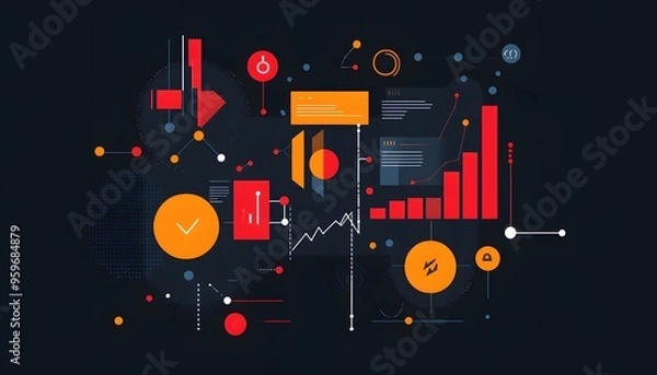 Fototapeta Abstract Data Visualization with Geometric Shapes and Lines