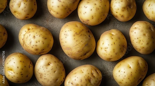 Fototapeta Top view of potatoes, high-resolution photography, professional photograph, high-definition quality.