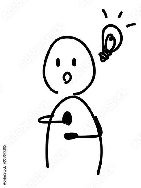 Obraz ひらめく人のゆるいイラスト