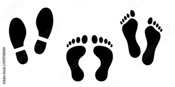 Obraz Footprint icon vector illustration, Trail shoes on white background.