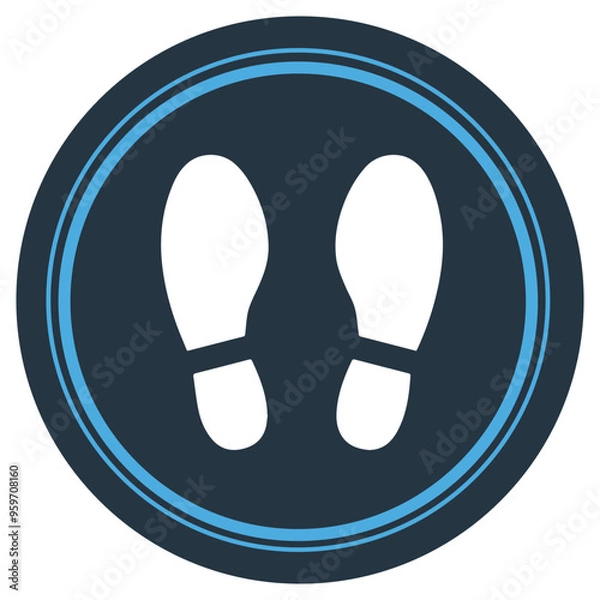 Fototapeta Footprint vector sign. stand here in white color on navy background	
