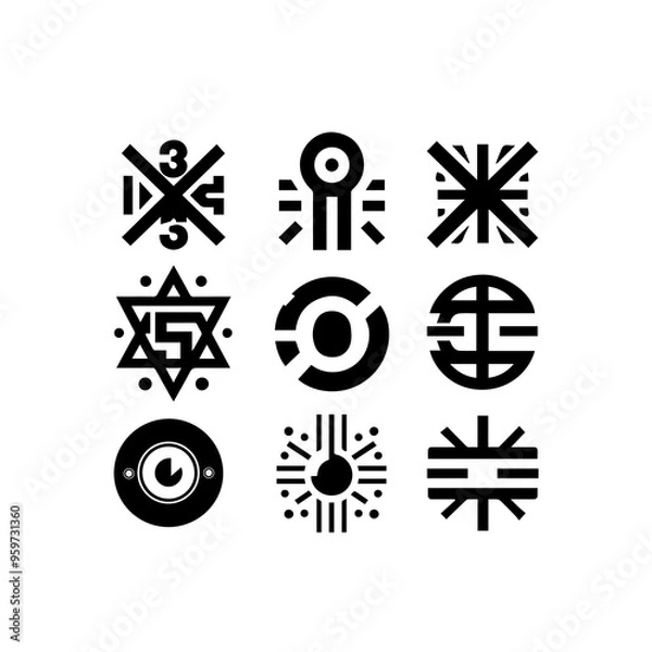 Obraz black and white icons set