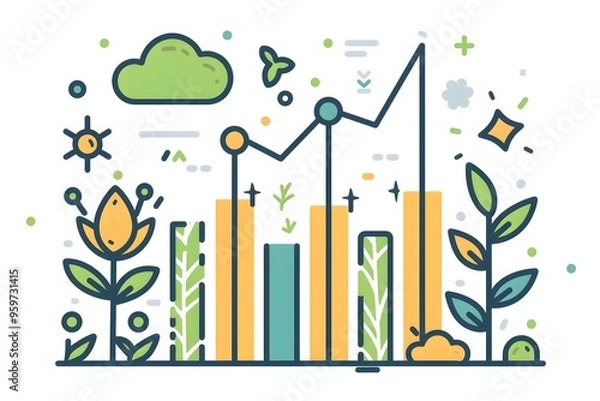 Fototapeta Vibrant Growth: A Colorful Data Visualization with Nature Elements