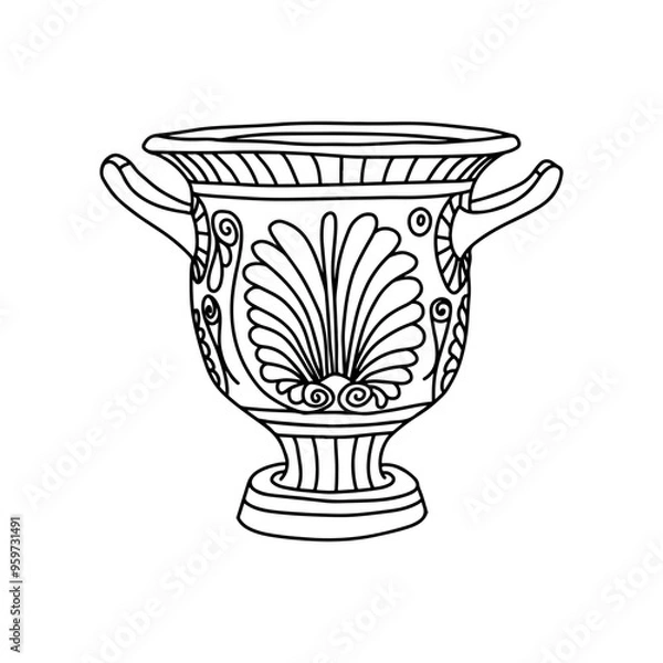 Obraz Greek  vase. Coloring page. Doodle poster. Stock vector illustration.