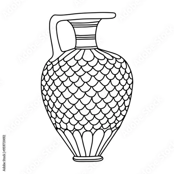 Obraz Greek  vase. Coloring page. Doodle poster. Stock vector illustration.