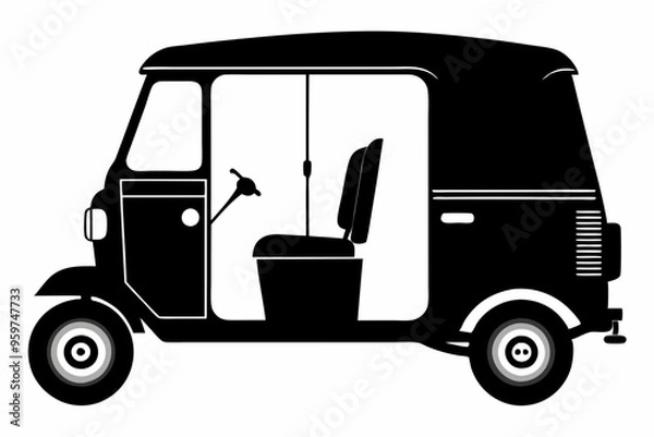 Fototapeta 
Auto Rickshaw silhouette vector, Classic auto rickshaw icon
