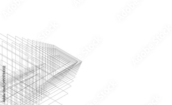 Obraz Architectural 3d drawing on white background