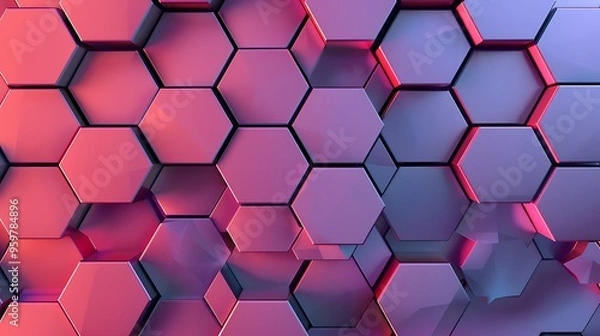 Fototapeta A seamless pattern of geometric hexagons with gradient shading, arranged in a honeycomb design, offering a futuristic and sleek wallpaper look. 8k UHD, suitable for high-quality printing or 