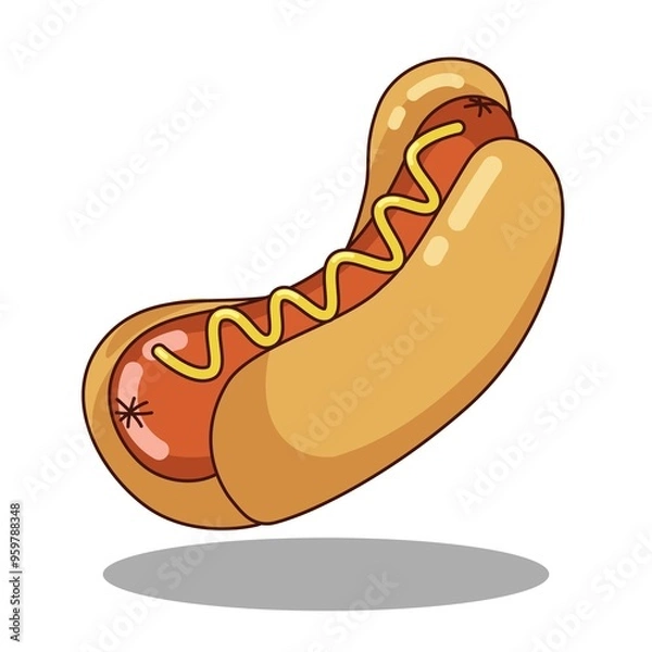 Fototapeta Hotdog Food Floating Cartoon JPEG Icon Illustration with white background