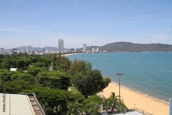 Fototapeta Panoramic View of Quy Nhon Coastline from Hotel Room on a Clear Summer Day
