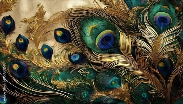 Obraz peacock feather close up