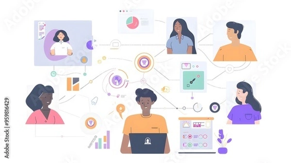 Fototapeta Infographic representing retention rates, illustrating the percentage of users who continue to engage with a product or service over time, highlighting effective engagement strategies