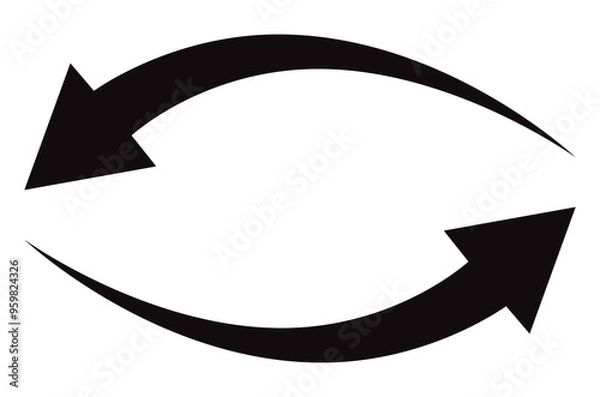 Fototapeta arrow curved sign on white background for direction. vector illustration.