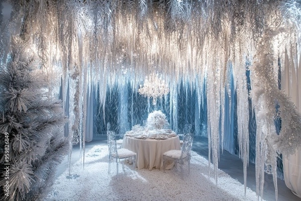 Fototapeta Winter Wonderland Table Setting.