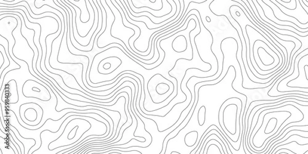 Obraz Topographic map background geographic line map with elevation assignments. Modern design with White background with topographic wavy pattern design.paper texture Imitation of a geographical map shades
