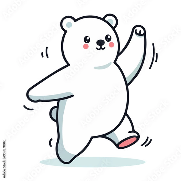 Fototapeta Cute vector illustration of a Polar bear flat style