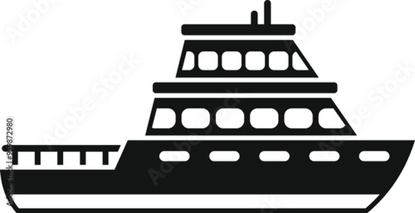 Fototapeta Simple icon of a large passenger ship sailing on the sea, a perfect visual for tourism related topics