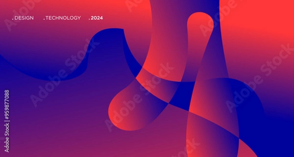 Fototapeta 3D red geometric fluid abstract background. Minimalist modern graphic design element cutout style concept for banner, flyer, card, or brochure cover
