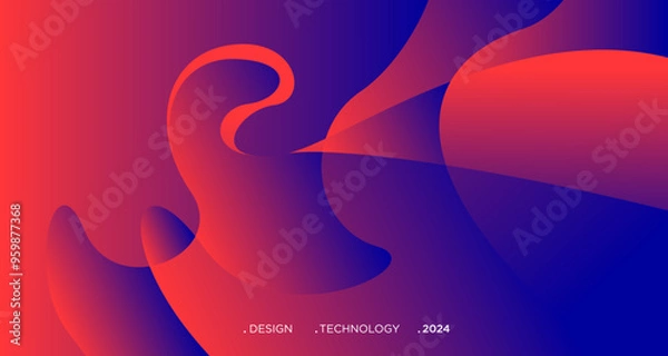 Fototapeta 3D red geometric fluid abstract background. Minimalist modern graphic design element cutout style concept for banner, flyer, card, or brochure cover