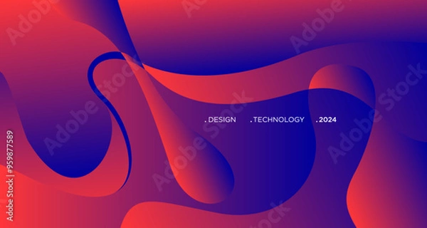 Fototapeta 3D red geometric fluid abstract background. Minimalist modern graphic design element cutout style concept for banner, flyer, card, or brochure cover