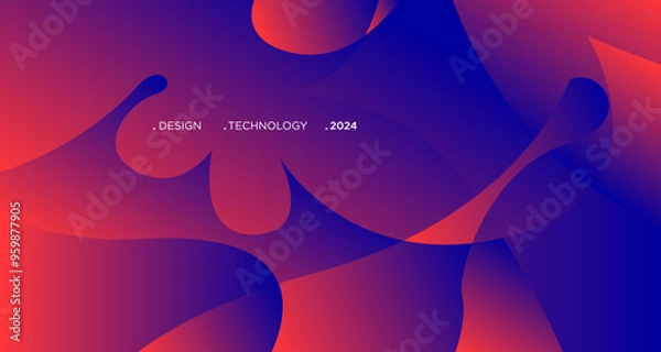 Fototapeta 3D red geometric fluid abstract background. Minimalist modern graphic design element cutout style concept for banner, flyer, card, or brochure cover