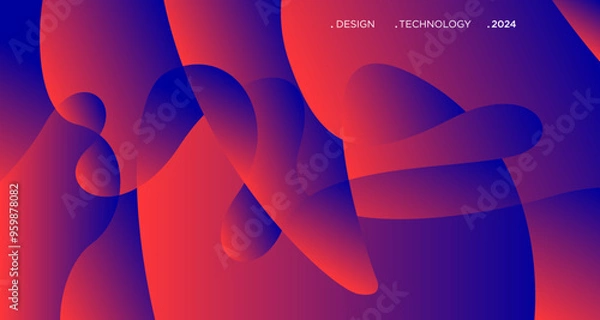 Fototapeta 3D red geometric fluid abstract background. Minimalist modern graphic design element cutout style concept for banner, flyer, card, or brochure cover