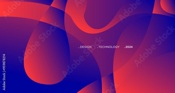 Fototapeta 3D red geometric fluid abstract background. Minimalist modern graphic design element cutout style concept for banner, flyer, card, or brochure cover