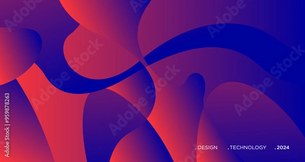 Fototapeta 3D red geometric fluid abstract background. Minimalist modern graphic design element cutout style concept for banner, flyer, card, or brochure cover