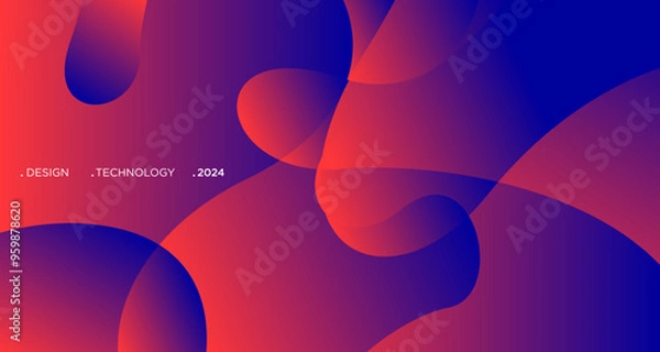 Fototapeta 3D red geometric fluid abstract background. Minimalist modern graphic design element cutout style concept for banner, flyer, card, or brochure cover