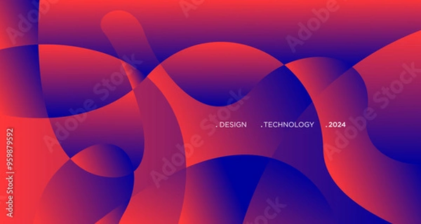 Fototapeta 3D red geometric fluid abstract background. Minimalist modern graphic design element cutout style concept for banner, flyer, card, or brochure cover