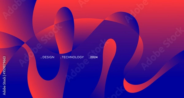 Fototapeta 3D red geometric fluid abstract background. Minimalist modern graphic design element cutout style concept for banner, flyer, card, or brochure cover