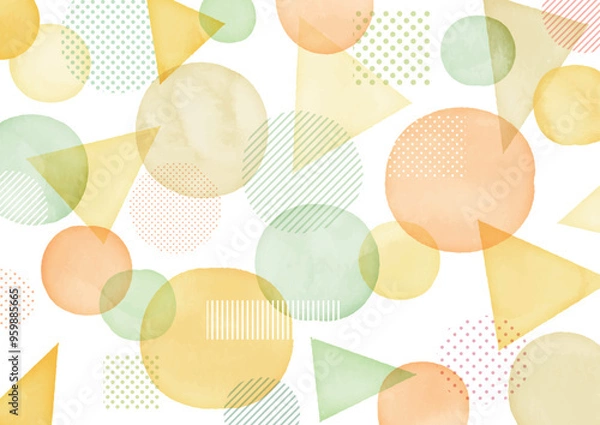 Obraz 手描き 秋色　抽象的な水玉水彩フレームデザイン　縦