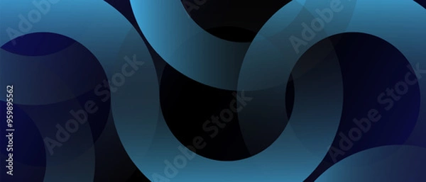 Obraz Abstract blue geometric lines on dark blue background. modern blue circle line pattern